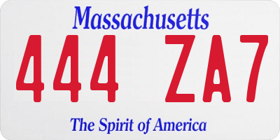 MA license plate 444ZA7