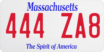 MA license plate 444ZA8