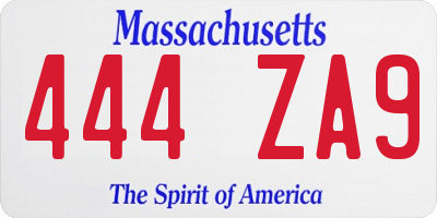 MA license plate 444ZA9