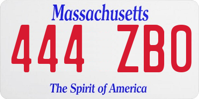 MA license plate 444ZB0