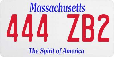 MA license plate 444ZB2
