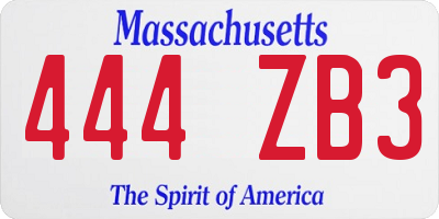 MA license plate 444ZB3