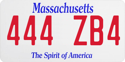 MA license plate 444ZB4