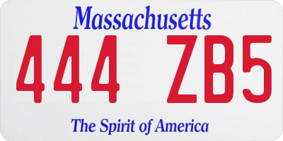MA license plate 444ZB5