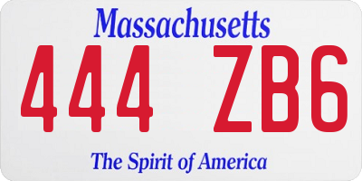 MA license plate 444ZB6