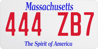 MA license plate 444ZB7