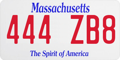 MA license plate 444ZB8