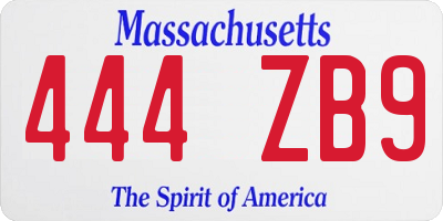 MA license plate 444ZB9