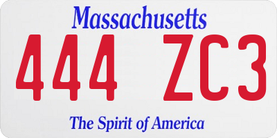 MA license plate 444ZC3