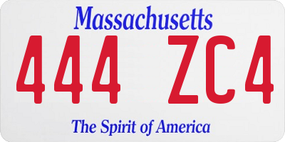 MA license plate 444ZC4