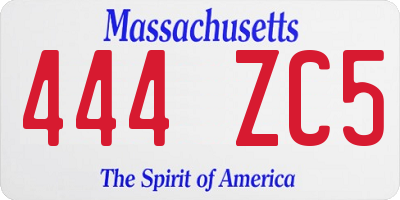 MA license plate 444ZC5