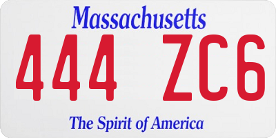 MA license plate 444ZC6