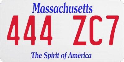 MA license plate 444ZC7
