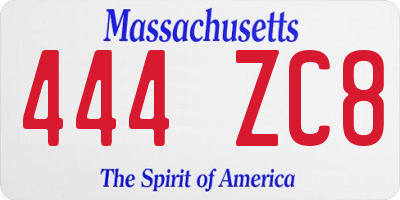 MA license plate 444ZC8