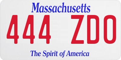 MA license plate 444ZD0