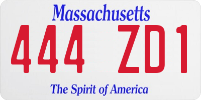 MA license plate 444ZD1
