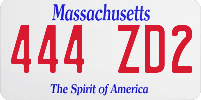 MA license plate 444ZD2