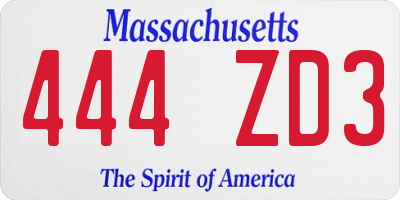 MA license plate 444ZD3