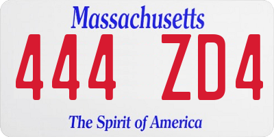 MA license plate 444ZD4