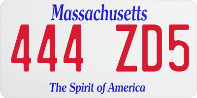 MA license plate 444ZD5