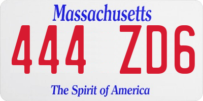 MA license plate 444ZD6