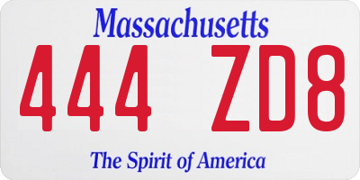 MA license plate 444ZD8