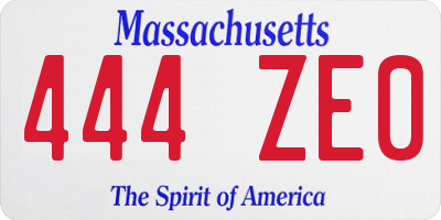 MA license plate 444ZE0