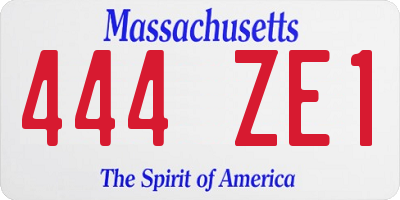 MA license plate 444ZE1