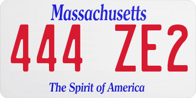 MA license plate 444ZE2