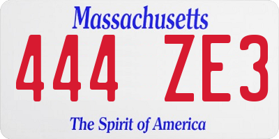 MA license plate 444ZE3