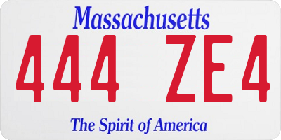 MA license plate 444ZE4