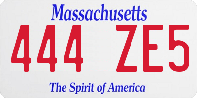 MA license plate 444ZE5