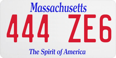 MA license plate 444ZE6