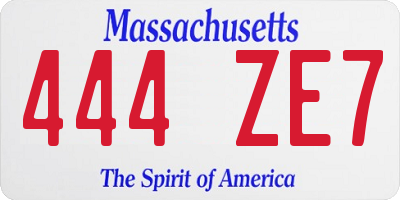 MA license plate 444ZE7