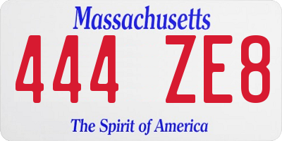 MA license plate 444ZE8