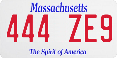 MA license plate 444ZE9
