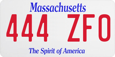 MA license plate 444ZF0