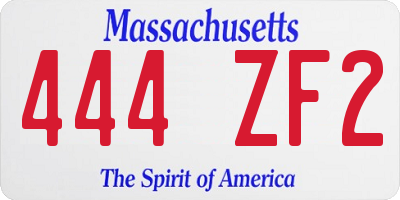 MA license plate 444ZF2