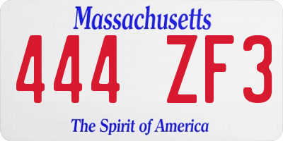 MA license plate 444ZF3