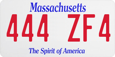 MA license plate 444ZF4