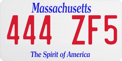 MA license plate 444ZF5