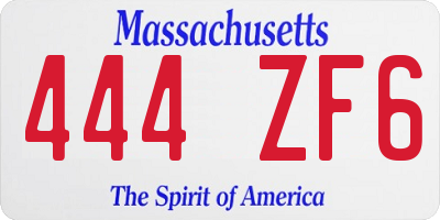 MA license plate 444ZF6