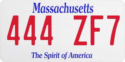 MA license plate 444ZF7