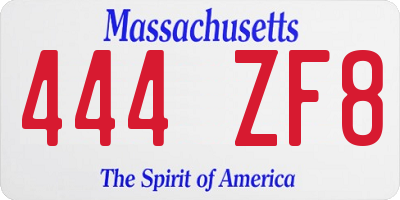 MA license plate 444ZF8