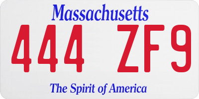MA license plate 444ZF9