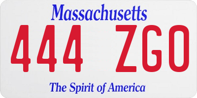 MA license plate 444ZG0