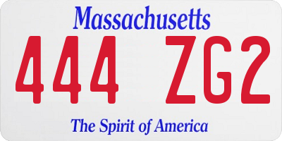 MA license plate 444ZG2