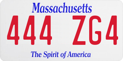 MA license plate 444ZG4