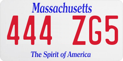 MA license plate 444ZG5