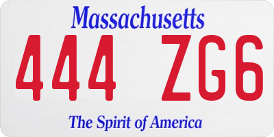 MA license plate 444ZG6